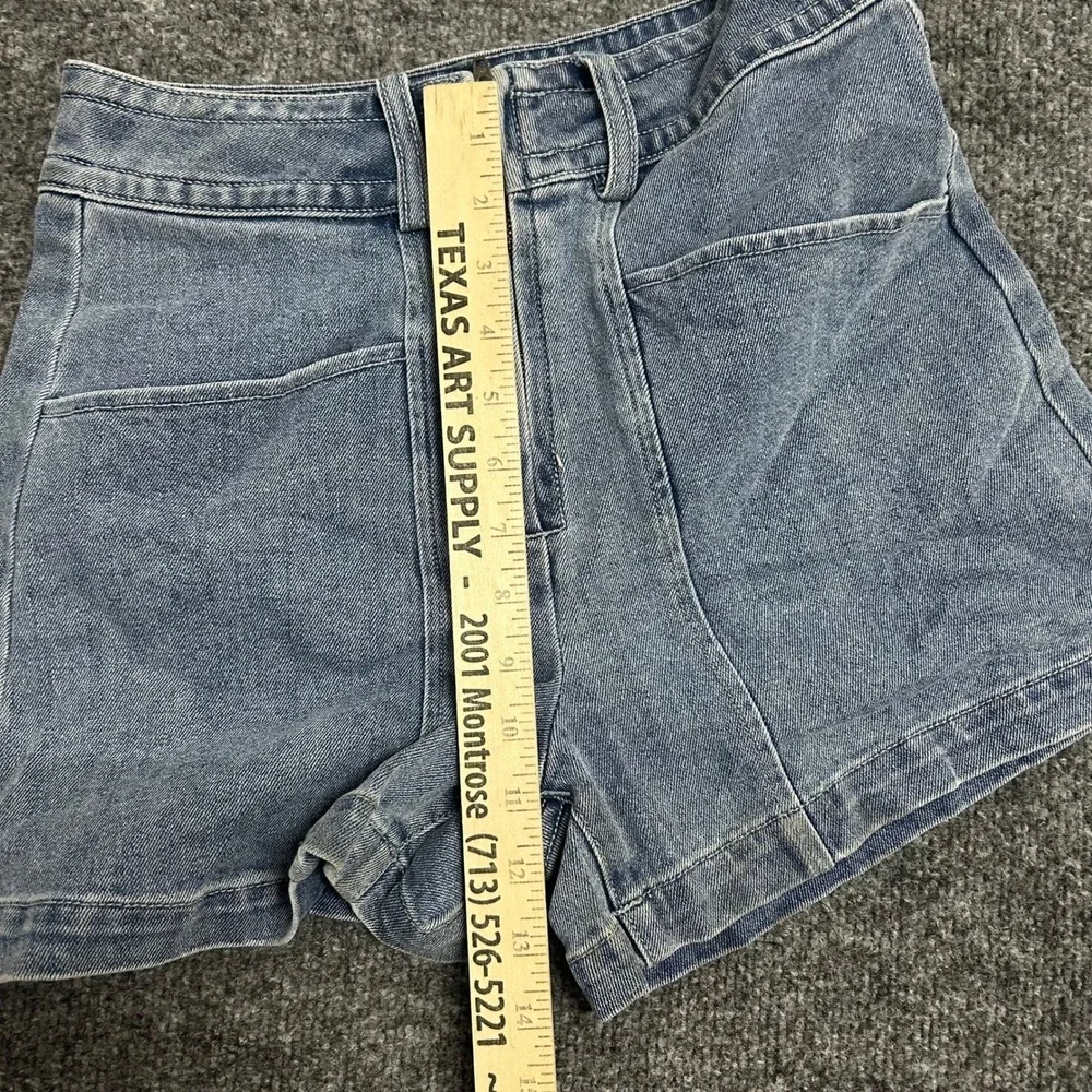 Dear John Denim Shorts Womens Size 25 Blue High Rise Exposed Zip Casual Stretch